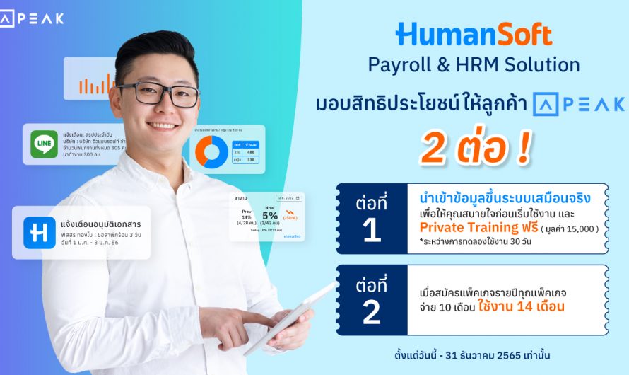 HumanSoft Payroll & HRM Solution มอบสิทธิประโยชน์ให้ลูกค้า PEAK 2 ต่อ!